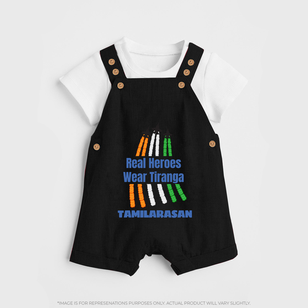 Real Heroes Wear Tiranga Customized Kid Dungaree - BLACK - 0 - 5 Months Old (Chest 18")