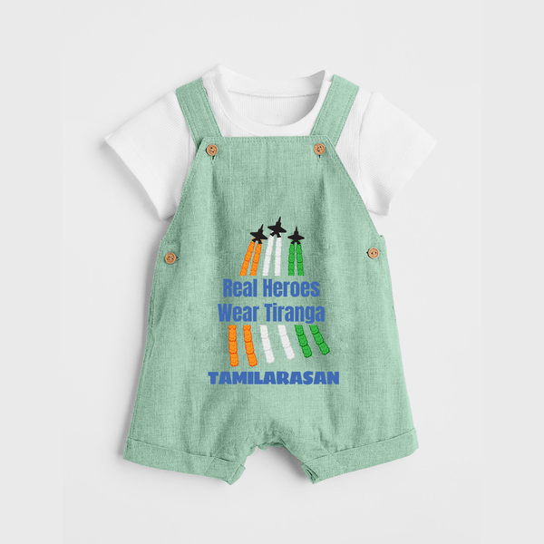 Real Heroes Wear Tiranga Customized Kid Dungaree - MINT GREEN - 0 - 5 Months Old (Chest 18")