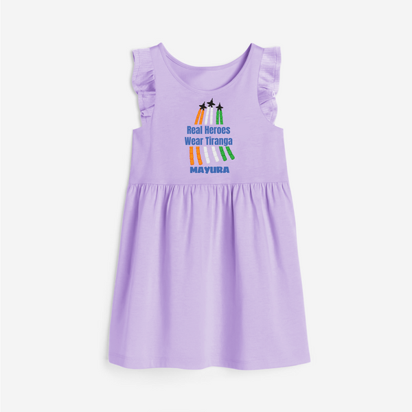 Real Heroes Wear Tiranga Customized Frock - LILAC - 1 - 2 Years Old (Chest 22" , Full Length 22")