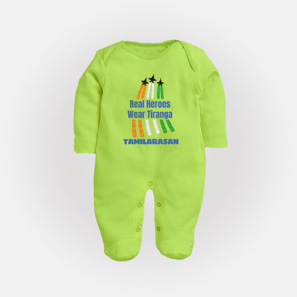 Tricolour Air Show Pride Full Body Suit - LIME GREEN - New Born (Chest 7.5")