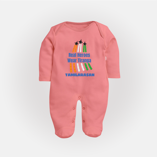 Tricolour Air Show Pride Full Body Suit - PEACH - New Born (Chest 7.5")