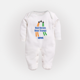 Real Heroes Wear Tiranga Customized Baby Fullbody Suit - WHITE - New Born (Chest 7.5")