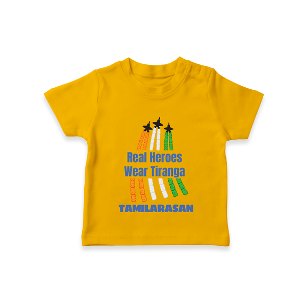 Tricolour Air Show Pride T Shirt - CHROME YELLOW - 0-5 Months Old (Chest 17")