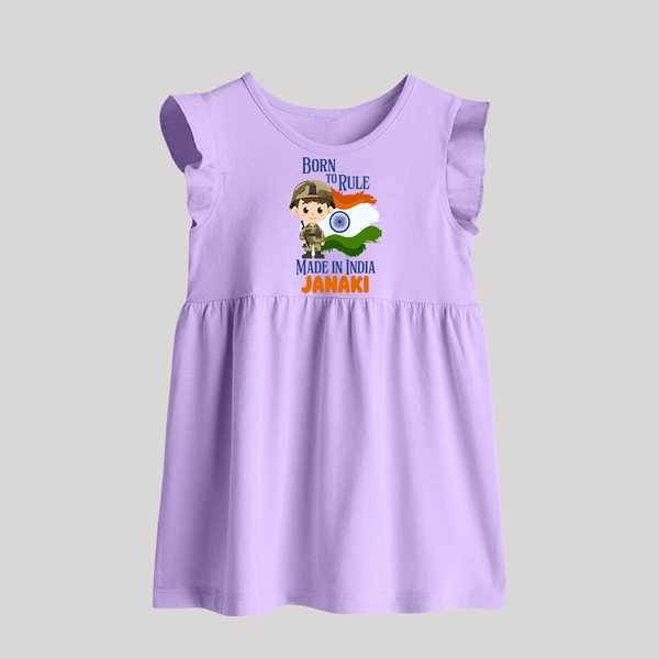 Bore to rule Made in India Personalised   Baby Frock - LILAC - 0 - 3 Months Old (Chest 17")