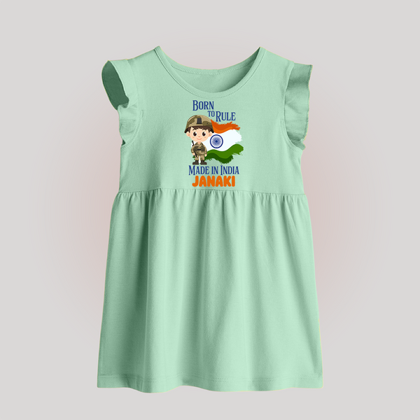 Bore to rule Made in India Personalised   Baby Frock - MINT GREEN - 0 - 3 Months Old (Chest 17")