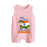 Born to Rule Little Soldier Button Romper - BABY PINK - New Born (Chest 18")