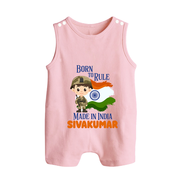 Born to Rule Little Soldier Button Romper - BABY PINK - New Born (Chest 18")