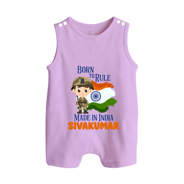 Born to Rule Little Soldier Button Romper - LILAC - New Born (Chest 18")
