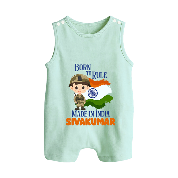 Born to Rule Little Soldier Button Romper - MINT GREEN - New Born (Chest 18")