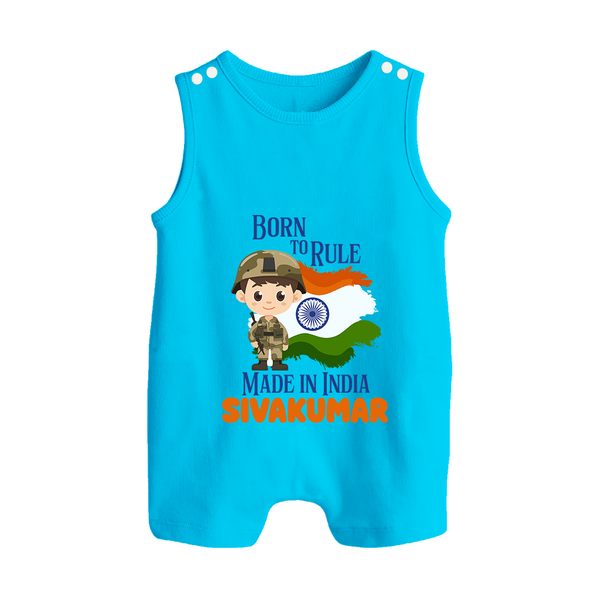 Born to Rule Little Soldier Button Romper - SKY BLUE - New Born (Chest 18")