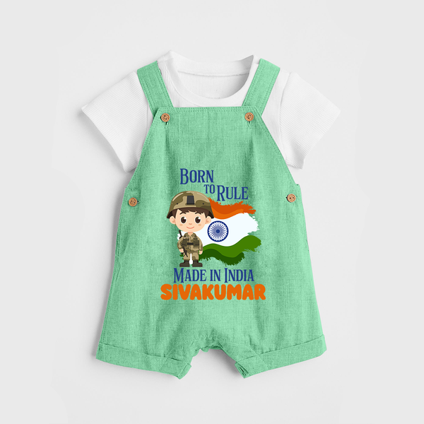 Bore to rule Made in India Personalised Kid Dungaree - GREEN - 0 - 5 Months Old (Chest 18")