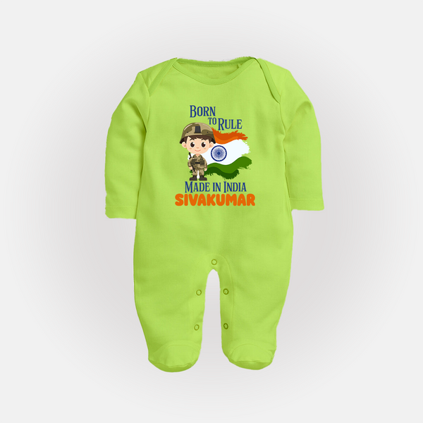 Born to Rule Little Soldier Full Body Suit - LIME GREEN - New Born (Chest 7.5")