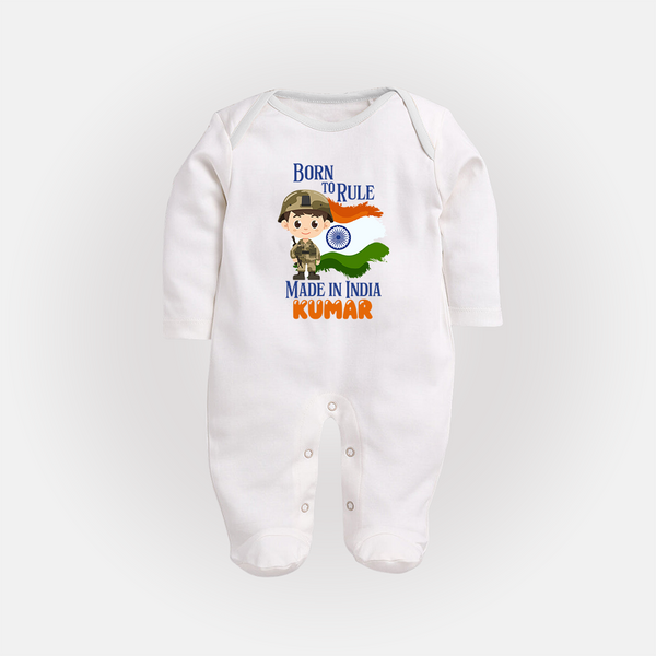 Born to Rule Little Soldier Full Body Suit - WHITE - New Born (Chest 7.5")