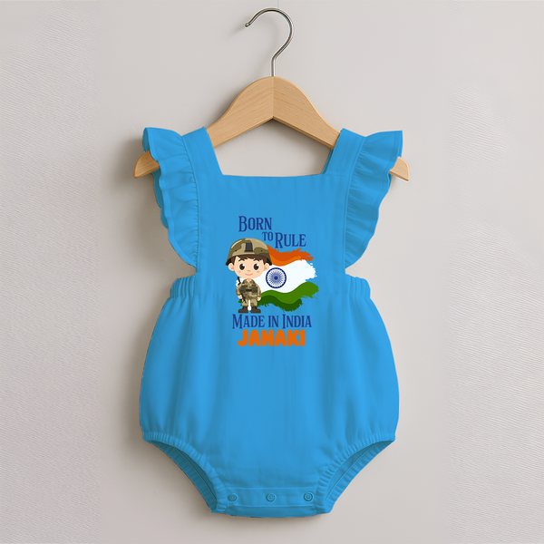 Bore to rule Made in India Personalised   Romper Frock - SKY BLUE - 0 - 3 Months Old (Chest 19")