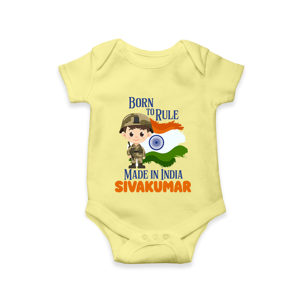 Born to Rule Little Soldier Romper - PASTEL YELLOW - New Born (Chest 14")