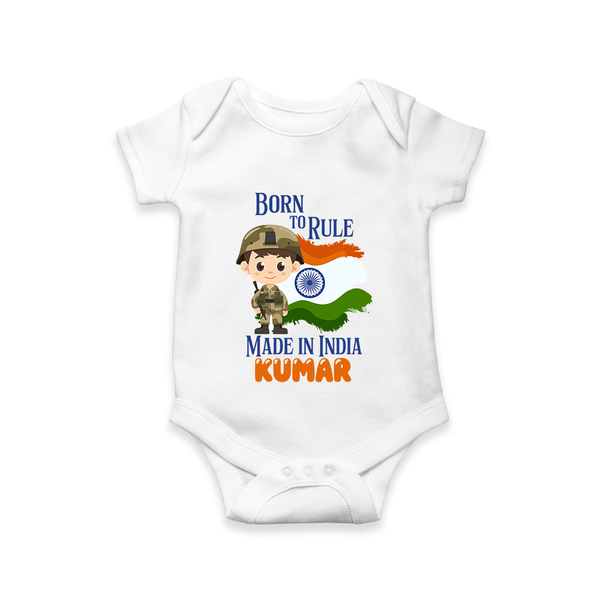 Born to Rule Little Soldier Romper - WHITE - New Born (Chest 14")