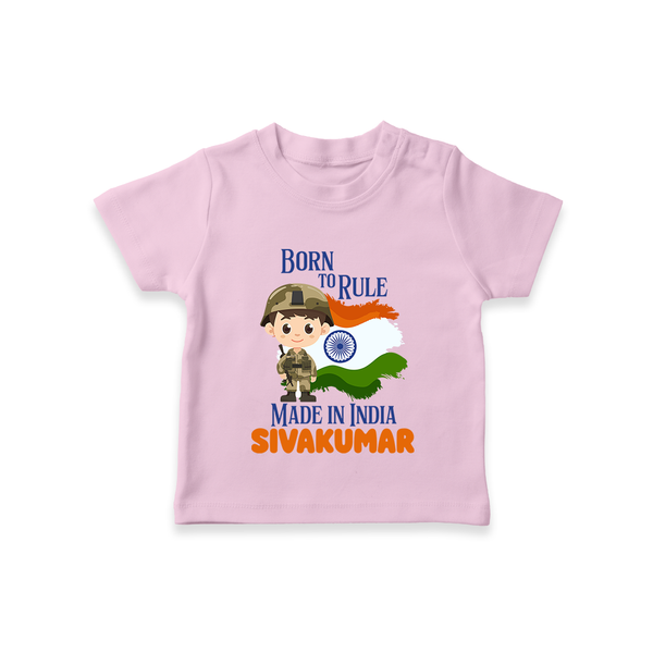 Born to Rule Little Soldier T Shirt - BABY PINK - 0-5 Months Old (Chest 17")