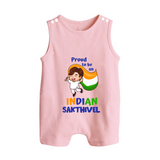 Proud to be an Indian Customized Baby Romper Suit - BABY PINK - 0 - 5 Months Old (Chest 18")
