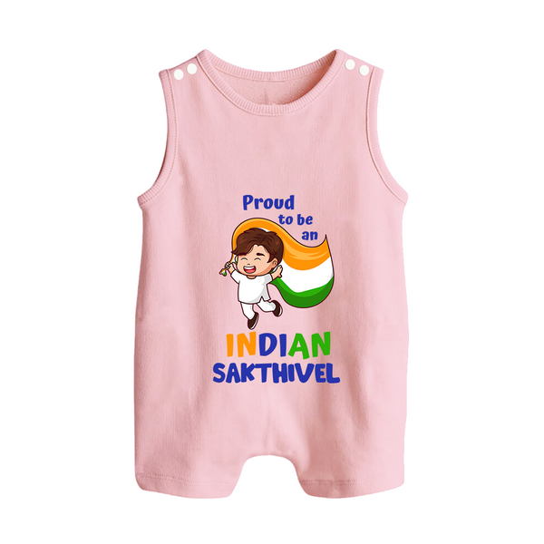 Proud to Be Indian Little Patriot Button Romper - BABY PINK - New Born (Chest 18")