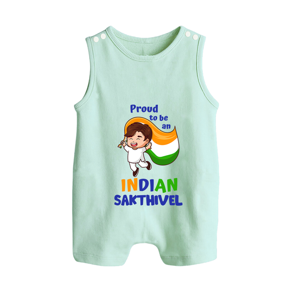 Proud to be an Indian Customized Baby Romper Suit - MINT GREEN - 0 - 5 Months Old (Chest 18")