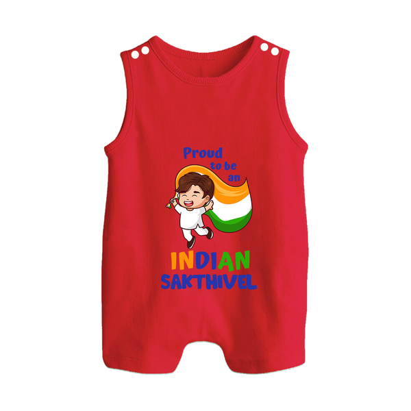 Proud to be an Indian Customized Baby Romper Suit - RED - 0 - 5 Months Old (Chest 18")