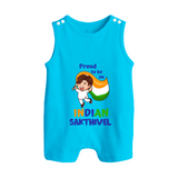 Proud to Be Indian Little Patriot Button Romper - SKY BLUE - New Born (Chest 18")
