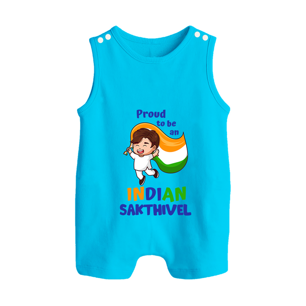 Proud to Be Indian Little Patriot Button Romper - SKY BLUE - New Born (Chest 18")