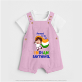 Proud to be an Indian Customized Kid Dungaree - BABY PINK - 0 - 5 Months Old (Chest 18")
