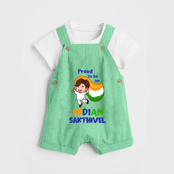 Proud to be an Indian Customized Kid Dungaree - GREEN - 0 - 5 Months Old (Chest 18")