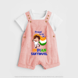 Proud to be an Indian Customized Kid Dungaree - PEACH - 0 - 5 Months Old (Chest 18")
