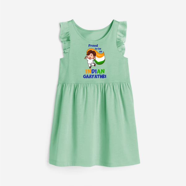 Proud to be an Indian Customized Frock - MINT GREEN - 1 - 2 Years Old (Chest 22" , Full Length 22")