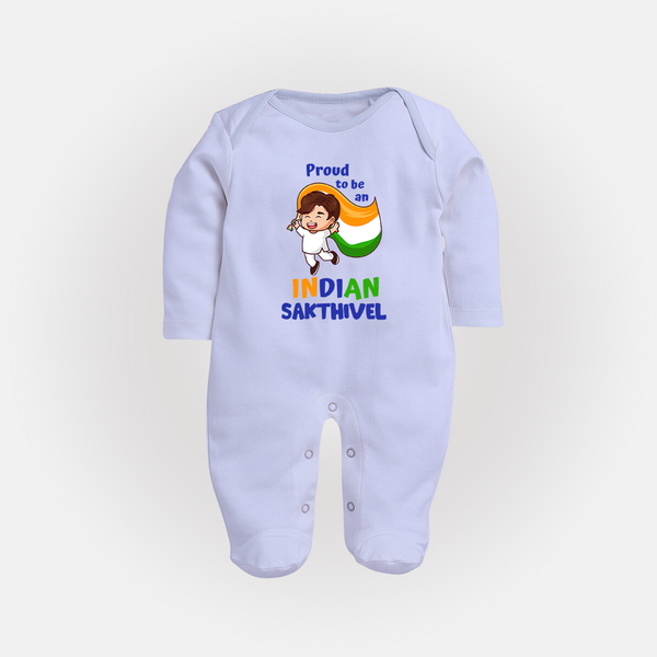 Proud to Be Indian Little Patriot Full Body Suit - BABY BLUE - New Born (Chest 7.5")