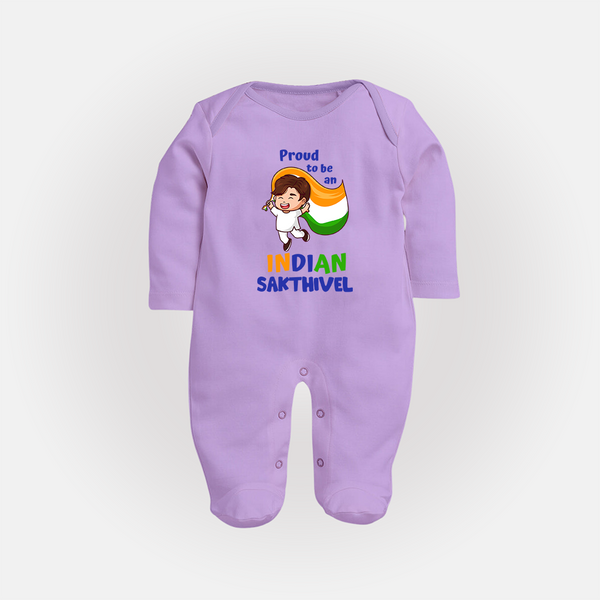 Proud to be an Indian Customized Baby Fullbody Suit - LILAC - New Born (Chest 7.5")