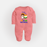 Proud to Be Indian Little Patriot Full Body Suit - PEACH - New Born (Chest 7.5")