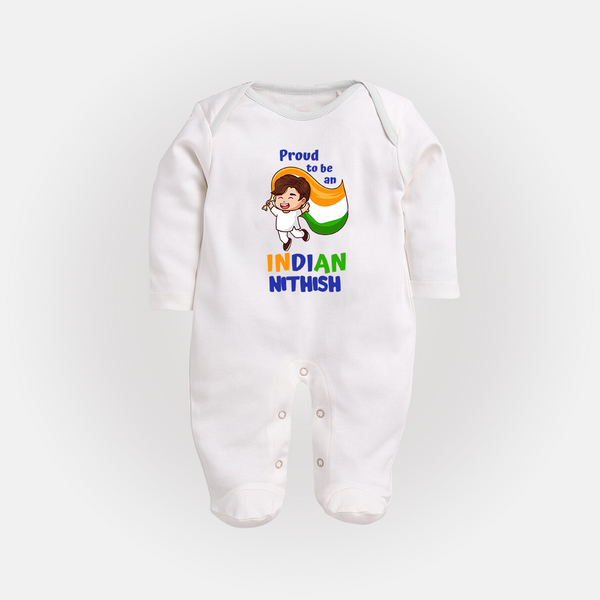 Proud to Be Indian Little Patriot Full Body Suit - WHITE - New Born (Chest 7.5")