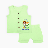 Proud to be an Indian Customized Kid Jabla Set - PASTEL GREEN - 0 - 3 Months Old (Chest 9.8")