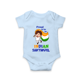 Proud to Be Indian Little Patriot Romper - BABY BLUE - New Born (Chest 14")