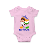 Proud to Be Indian Little Patriot Romper - BABY PINK - New Born (Chest 14")