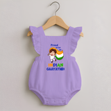 Proud to be an Indian Customized  Romper Frock - LILAC - 0 - 3 Months Old (Chest 19")