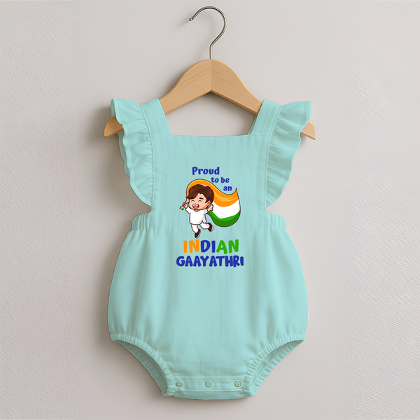 Proud to be an Indian Customized  Romper Frock - MINT GREEN - 0 - 3 Months Old (Chest 19")