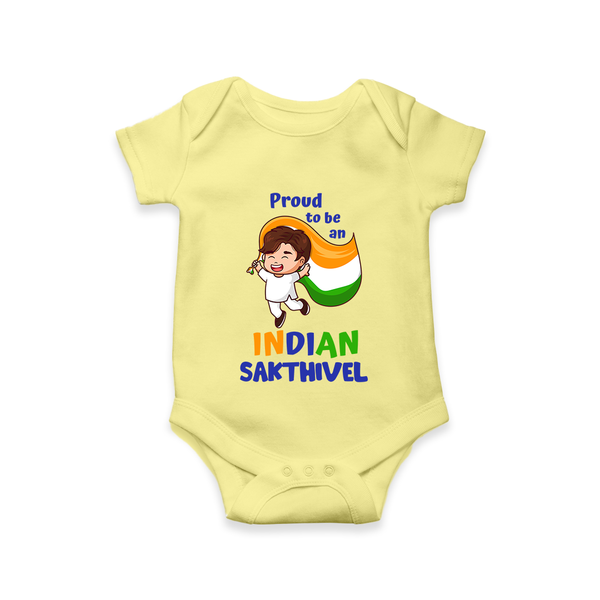 Proud to Be Indian Little Patriot Romper - PASTEL YELLOW - New Born (Chest 14")