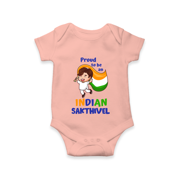 Proud to Be Indian Little Patriot Romper - PEACH - New Born (Chest 14")
