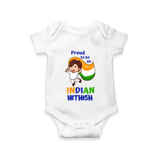 Proud to Be Indian Little Patriot Romper - WHITE - New Born (Chest 14")