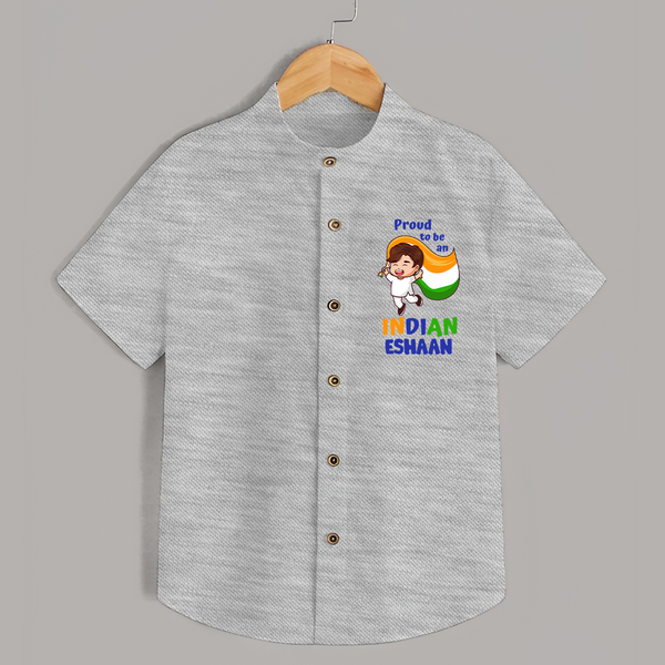 Proud to Be Indian Little Patriot Shirt - GREY - 0 - 6 Months Old (Chest 23")