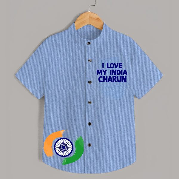 I Love My India Patriot Shirt - SKY BLUE - 0 - 6 Months Old (Chest 23")