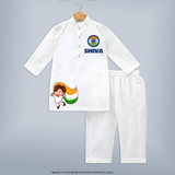 Little Patriot Tricolour Kurta - WHITE - 3 - 6 Months Old (Chest 24", Kurta Length 14'', Waist 19", Pant Length 14")