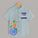 Proud Indian Ashoka Pride Shirt - ARCTIC BLUE - 0 - 6 Months Old (Chest 23")