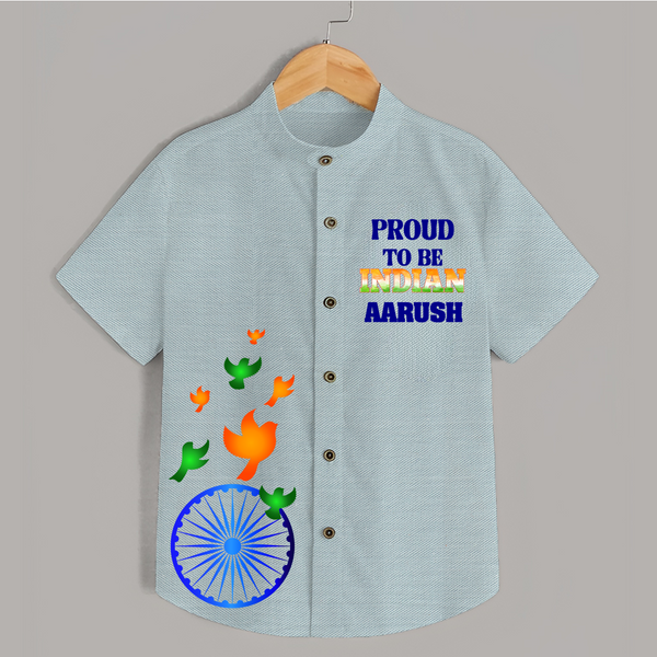 Proud Indian Ashoka Pride Shirt - ARCTIC BLUE - 0 - 6 Months Old (Chest 23")