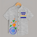 Proud Indian Ashoka Pride Shirt - GREY - 0 - 6 Months Old (Chest 23")