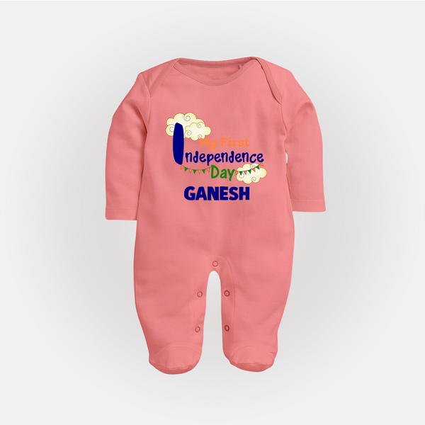 My First Independence Day Cloud Theme Full Body Suit - PEACH - New Born (Chest 7.5")